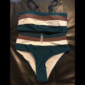 Cami stripped high waisted bikini bathing suit